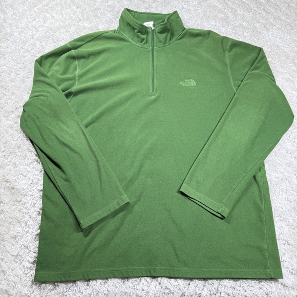 The North Face Fleece Pullover Mens XL Green TKA 100 Zip Outdoor Hiking Casuel - Picture 1 of 14